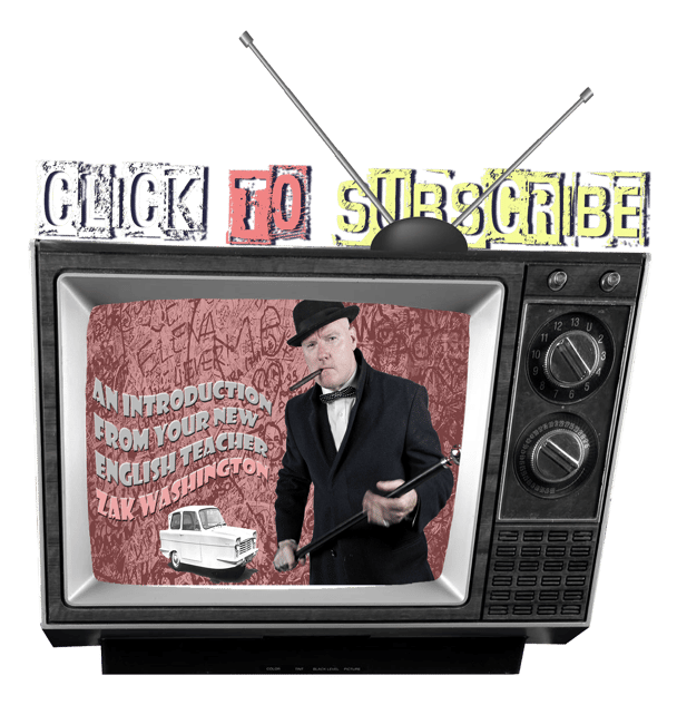 click to subscribe graphic of vintage TV for Learn English with Zak Washington Youtube channel