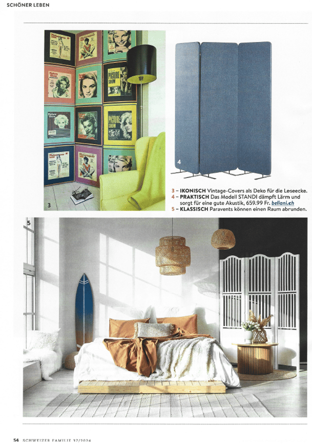 Interview in der Schweizer Familie mit Caroline Stupf stylisch Wohnberatung zum Thema Paravent Einrichtungsberatung Interior Design Innenarchitektur