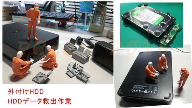 中野での外付けHDDからのHDDデータ救出作業、PCcanサービスのイメージ図です。