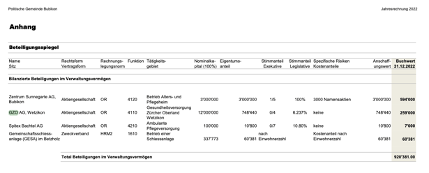 (Bild: Screenshot Jahresrechnung Bubikon 2022)