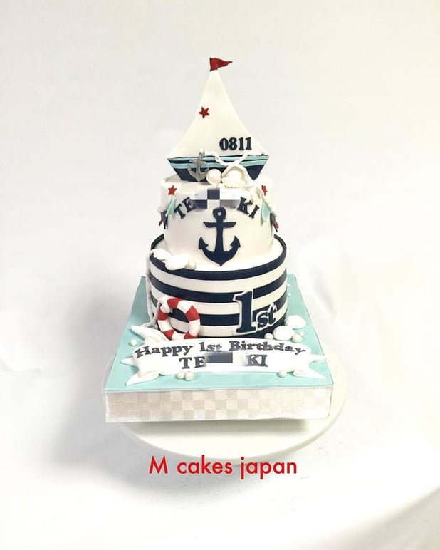 #海 #男の子 #お誕生日おめでとう❤️ #大切 #誕生日ケーキ #1歳誕生日 #1stbirthday #fondantcake #fondant #sea #boat #shell