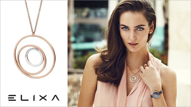 Bijoux, femme, Elixa, collier, bracelets, boucle d'oreille, bagues