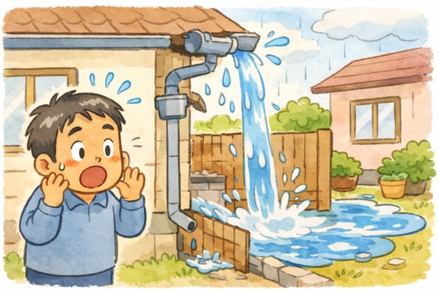 ❷ 雨どい修理も今すぐ対応を求められるケースが多い【屋根屋さんチラシが集客で有効なワケ】