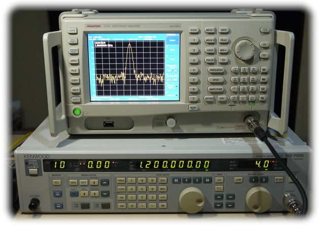 調整治具用計測機器（スペクトラム アナライザー＆スタンダード シグナル ジェネレーター）