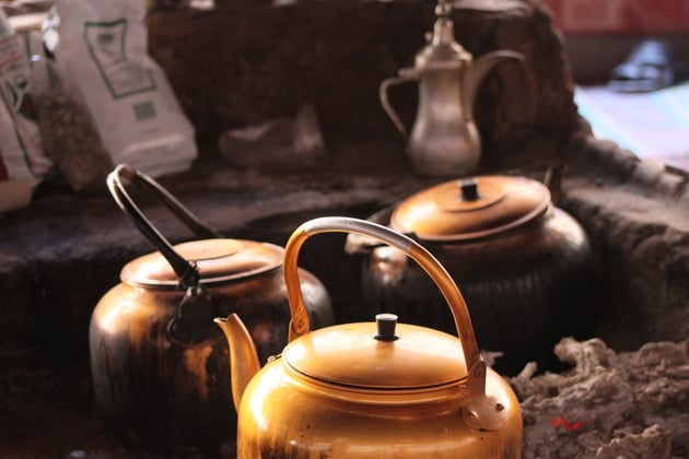 Kochstelle im Beduinenzelt.