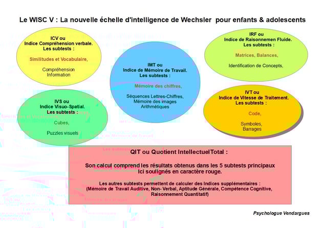 Structure de l'echelle d'intelligence de Wechsler pour enfant et adolescent. Psychologue Castries