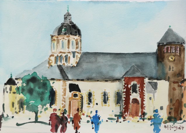 "Würselen St. Sebastian" (Aquarell), 24 cm x 17 cm