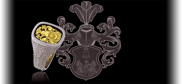 Wappendesign der Goldschmiede OBSESSION ermöglicht ein individuelles Familienwappen für jedes Budget.