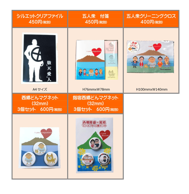 販売しているマグネットやクリアファイルなどの商品