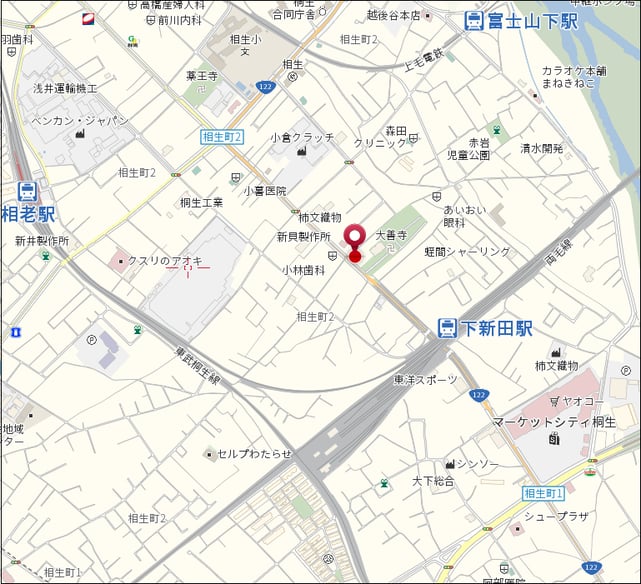 月極貸し駐車場　桐生市相生町２丁目807　エーワンプランニング裏　地図