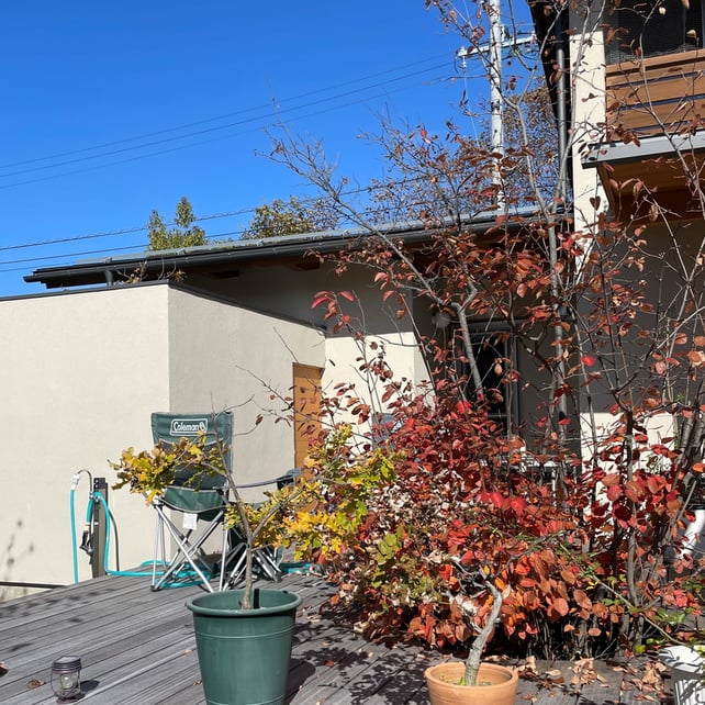 長野県　山形村　建築設計事務所　建築家　news設計室　丸山和男　住宅設計　設計監理　山形の家　サニタリー　リノベーション　デッキ　植栽