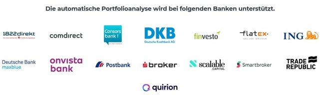 Schnittstellen des extraETF Finanzmanagers zu diesen Banken / Depots