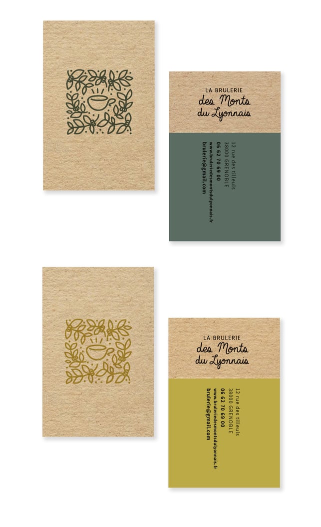 carte de visite charte graphique identité visuelle brulerie mont du lyonnais arabesque café