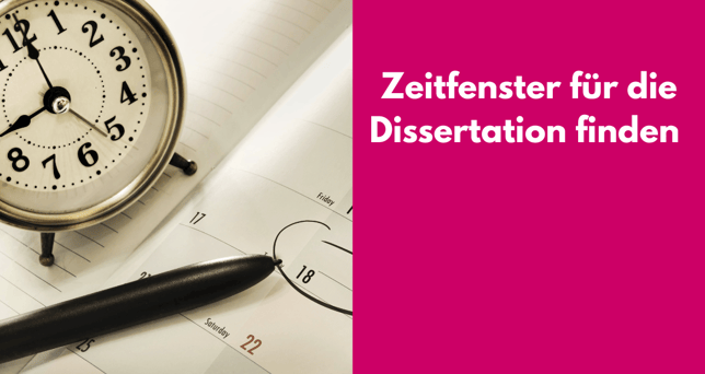 Uhr und Kalender. Text: Zeifenster für die Dissertation finden