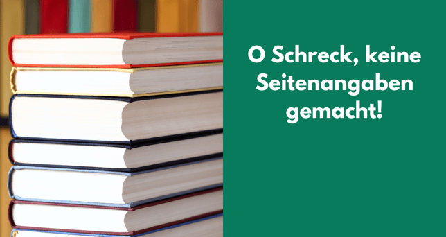 Stapel mit Büchern. Bezeichnet: Oh Schreck, keine Seitenangaben gemacht!