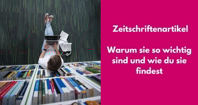 Junge Frau mit Büchern und Laptop. Bezeichnt: Zeitschriftenartikel: Warum sie so wichtig sind und wie du sie findest