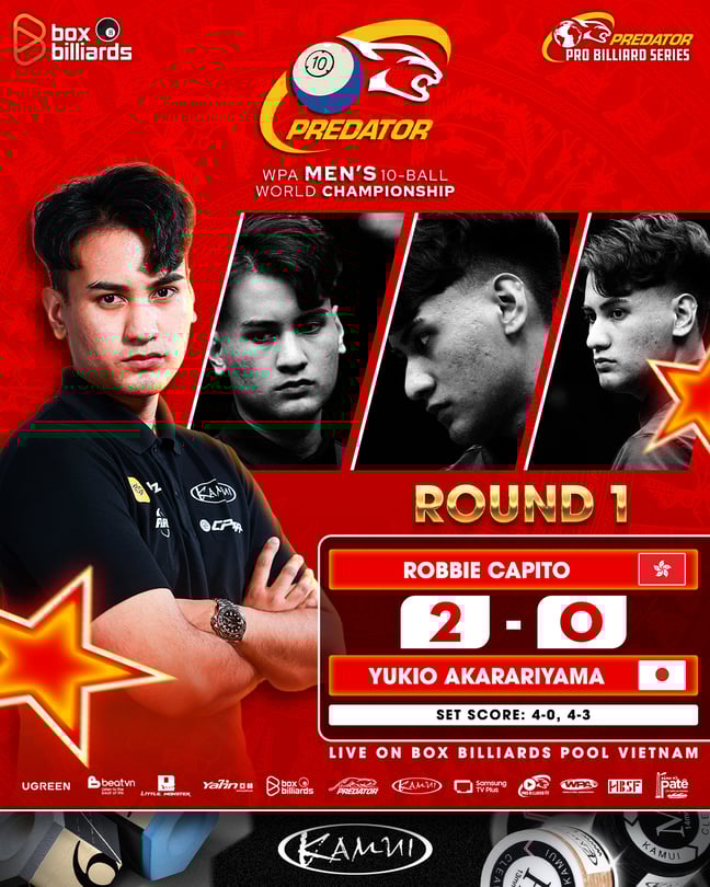 ロビー・カピト（香港）が赤狩山幸男に勝利