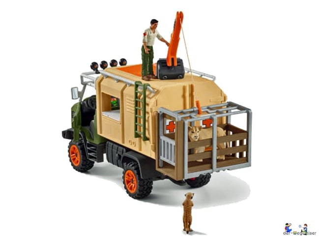 Die Besonderheit im Schleich Paket 42475 Grosser Truck Tierrettung ist die mobile Arztpraxis.
