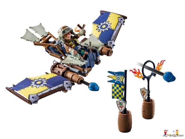 Die Besonderheit des Playmobil-Pakets 71211: Der Fluggleiter sorgt für rasante Action und verfügt über einen Schleudersitz, der durch gleichzeitiges Drücken der Auspuffrohre ausgelöst wird.