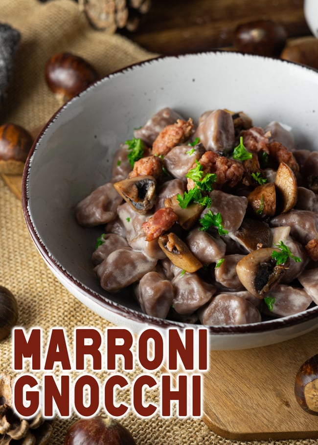 Marroni Gnocchi mit Pilze und Wurst - Kochen, Einfache Rezepte, Mittagessen, Abendessen, Lecker, Familienrezepte, Herbst, Herbstrezepte, Herbstküche, Pilzgericht, Backen
