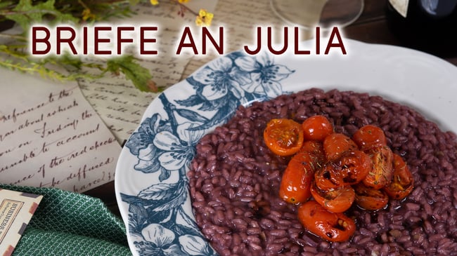 Risotto all'Amarone aus dem Film Briefe an Julia - Filmrezepte, Rezepte aus Filme, Recipes from Movies, Essen aus Filme, Food from Movies, movierecipes, risotto, reis, wein, rezepte mit wein, kochen mit wein, tomaten, italienische küche, abendessen