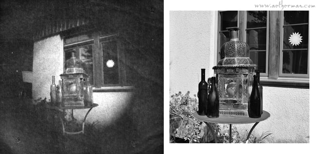 Links das Digipositiv des obigen Negativs - rechts ein modernes Bild