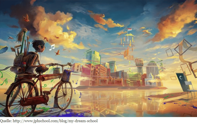 Von A wie "angenehme Atmosphäre" bis Z wie "zukünftige Schüler ausbilden" haben Eva und Meike ihre Traumschule beschrieben.