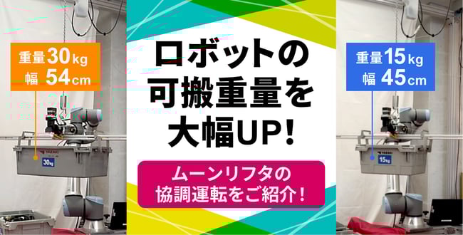 形状の異なる ワークも 自動で把持　ムーンリフタとロボットの協調運転