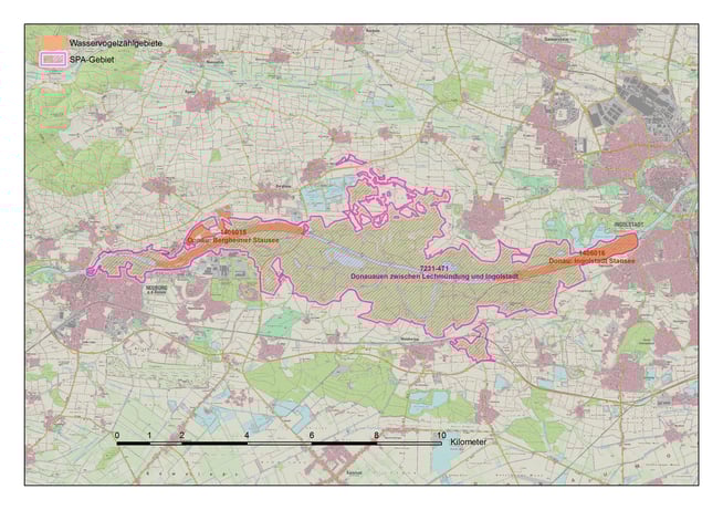 Abgrenzung des Europäischen Vogelschutzgebiet (Quelle: LfU Bayern)