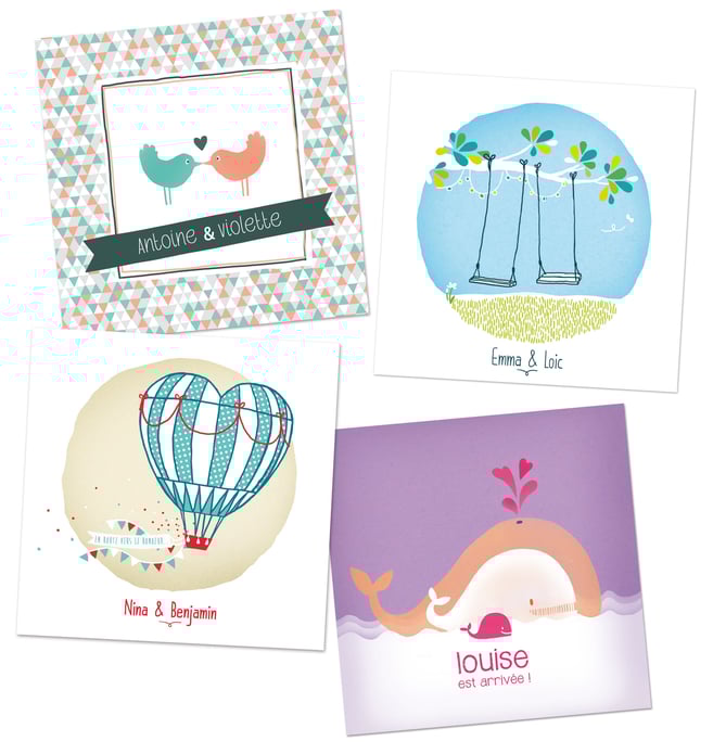 carte faire-part illustration naissance mariage photoweb