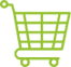 Hellgrünes Icon eines Warenkorbs.