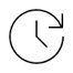 Icon depicting a clock surrounded by an arrow pointing to the time