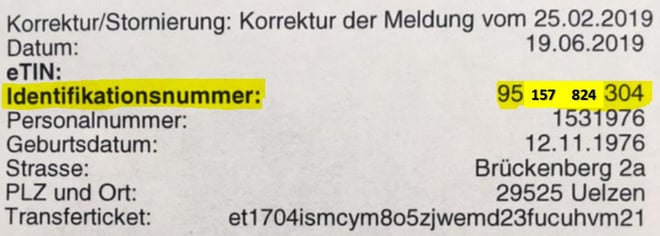 Wo und wie finde ich meine Steueridentifikationsnummer? Identifikationsnummer im Steuerbescheid, steuerliche Identifkationsnummer suchen, Steuer-ID Mitteilung, Beispiel Steueridentifikationsnummer