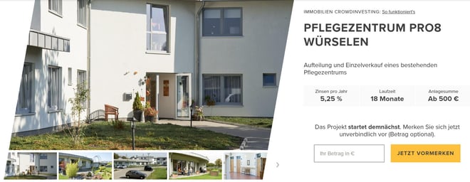 freaky finance, Zinsbaustein, Immobilien-Crowdinvesting, Pflegezentrum Pro8 Würselen