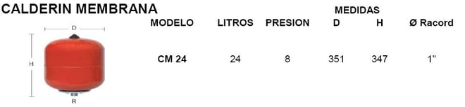 calderin membrana 24 litros