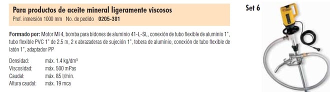 bomba caña aceite mineral viscoso