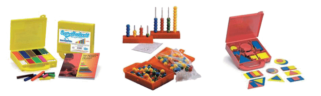 I regoli, l'abaco, i blocchi logici. Tutti prodotti in materiale plastico, atossico, adatto all'utilizzo da parte di giovanissimi studenti.