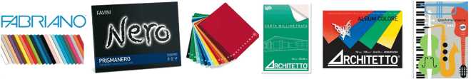 Quaderni, album, cartoncini... tutti prodotti dalle più note cartiere italiane ed europee.