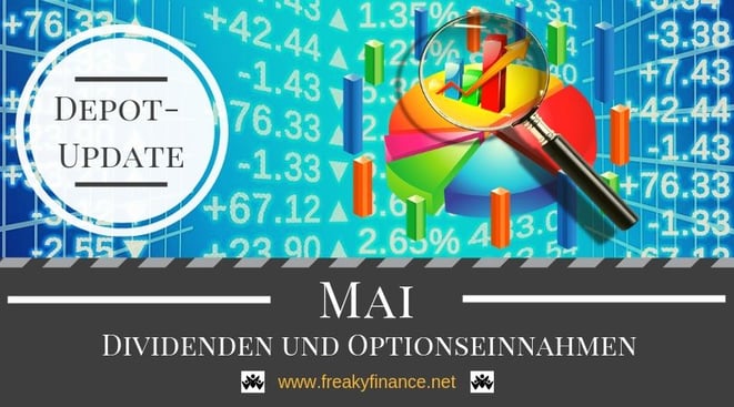 freaky fnance, Dividenden und Optionseinnahmen, Optionsprämien und Depotbewegungen, Mai 2019, Tortendiagram, Lupe