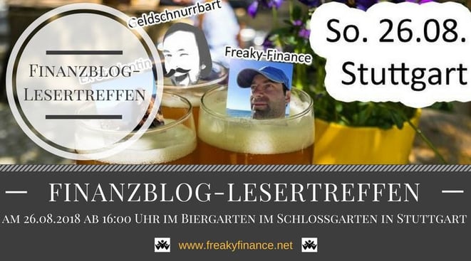 freaky finance, Finazblogleser-Treffen, Stuttgart, 26.08.2018, Treffpunkt: Biergarten Schlossgarten Stuttgart, Foto: Biertisch, Bierdeckel, Blumentopf, freaky finance, geldschnurrbart, ExStudentin, Tisch