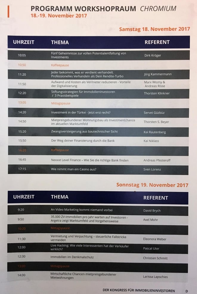 freaky finance, Immopreneur Kongress 2017, Programm Workshopbühne, Darmstadtium