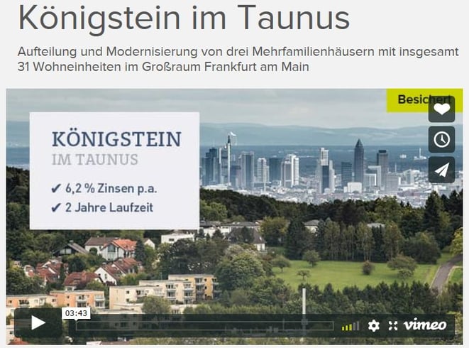 freaky finance, Crowdinvestiment, Crowdinvesting, Bergfürst, Projekt Königsstein im Taunus, Screenshot