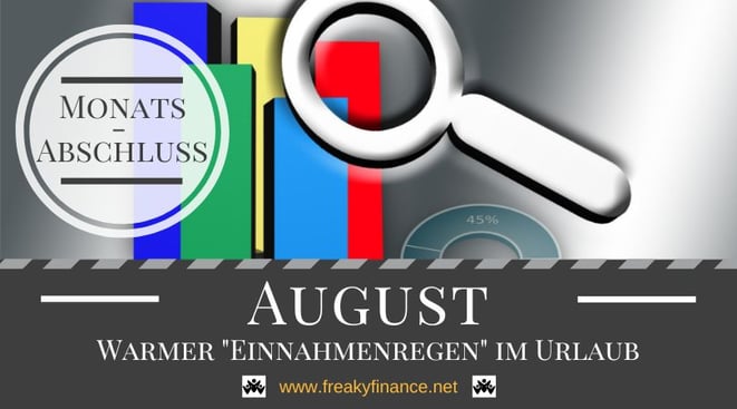 Der freaky finance Monatsabschluss August 2022. Erfahre mehr über meine Einnahmen durch Zinsen, Mieten, Dividenden, Optionsprämien und alternative Investment. Nimm mit mir gemeinsam mein Gesamtvermögen unter die Lupe, Chartbalken, Lupe