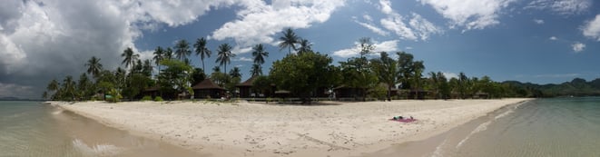 freaky finance, freaky travel, Panorama, Koh Mook, Thailand, Stand, Meer, Sonne, Palmen, Strandhütten