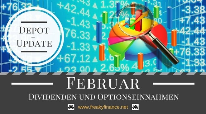 Titelbild, monatliches Depot-Update, Dividenden und Optionseinnahmen, Optionsprämien und Depotbewegungen, Tortendiagram, Lupe