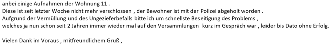 von der Verwaltung an mich weitergeleitete Mail eines anderen Eigentümers