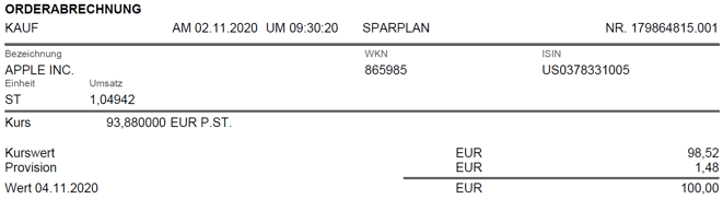 freaky finance, Consorsbank Aktiensparplan, Apple