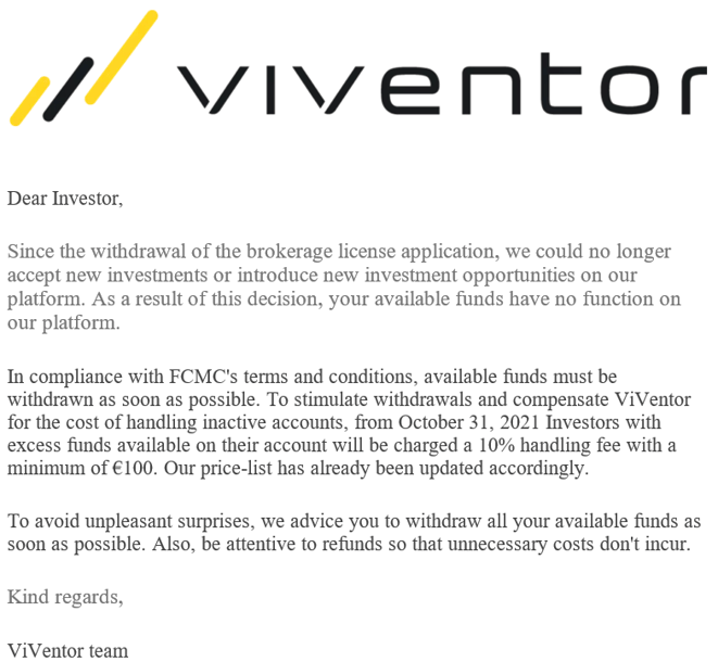 freaky finance, Kundenschreiben Viventor, Gebühren