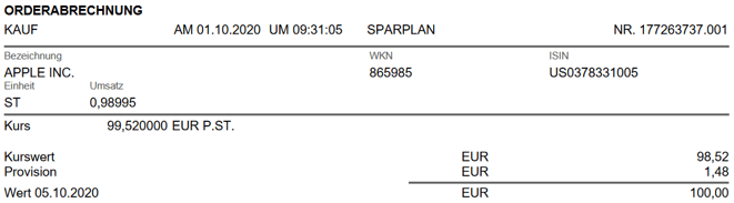 freaky finance, Consorsbank Aktiensparplan, Apple