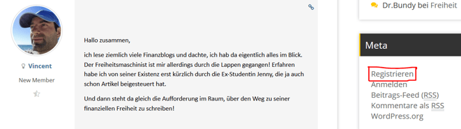 freaky finance, Freiheitsforum, Registrierung